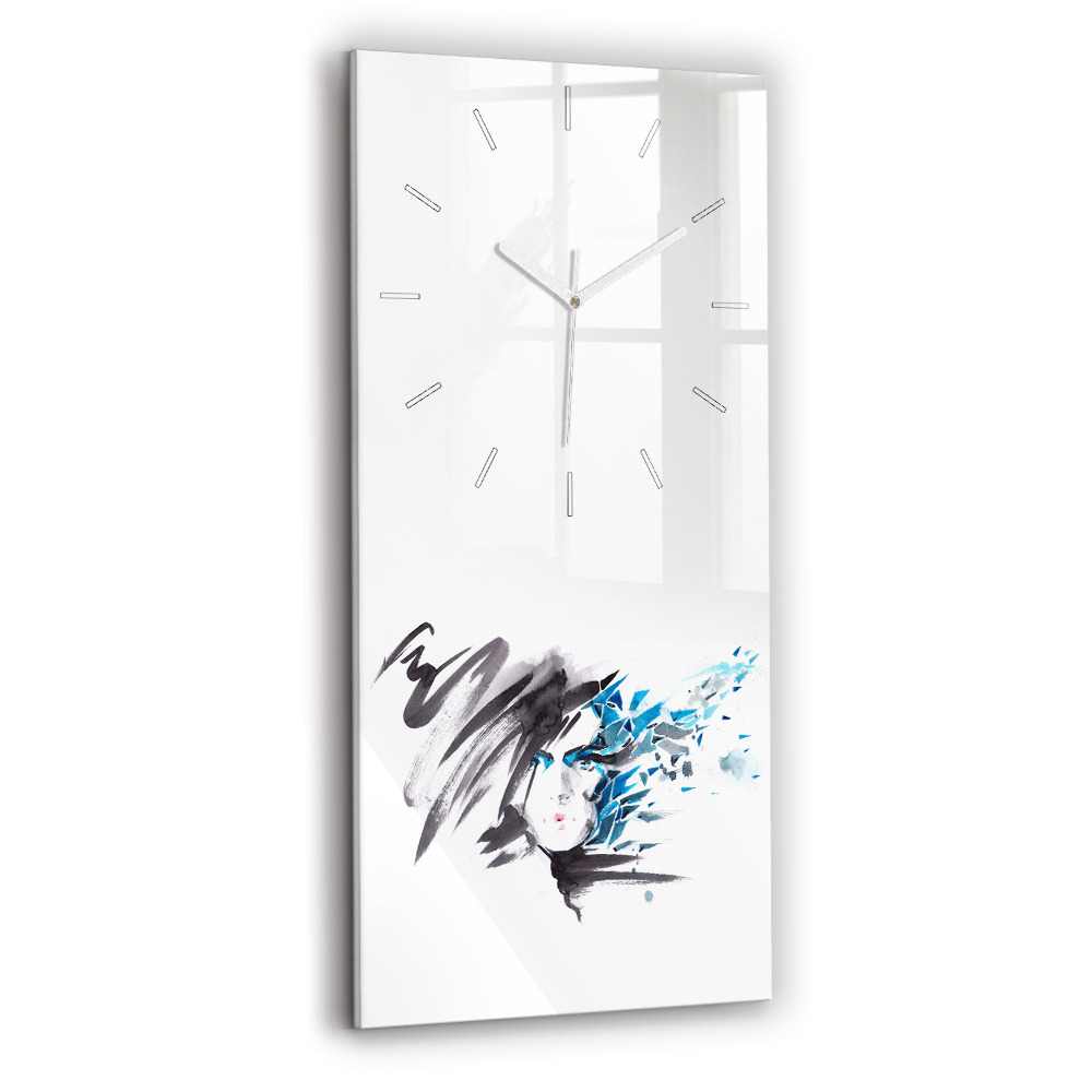 Hodiny na skle vertikální Abstraktní tvář ženy