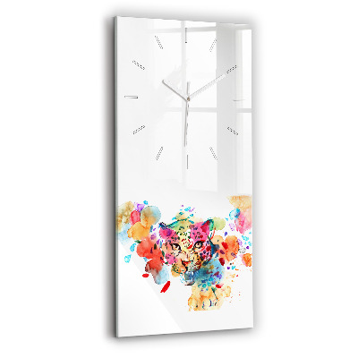 Nástěnné hodiny skleněné vertikální Abstraktní divoká kočka
