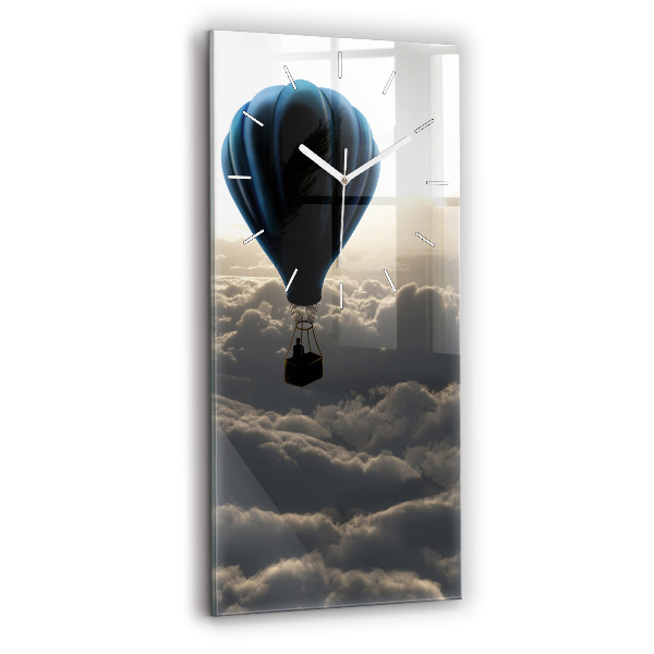 Nástěnné hodiny skleněné vertikální Balón na obloze
