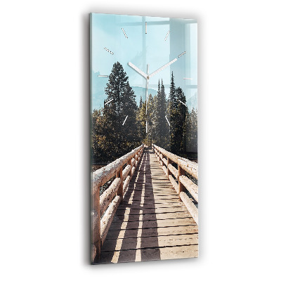 Skleněné hodiny nástěnné vertikální Hory v Yellowstonu