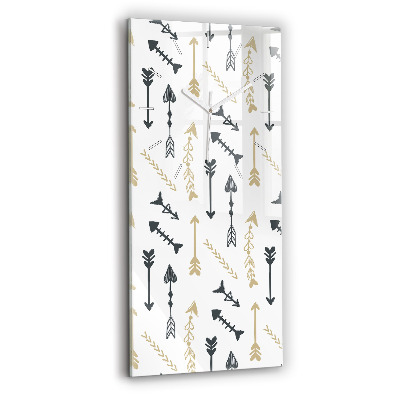 Skleněné hodiny nástěnné vertikální Geometrický hipsterský vzor