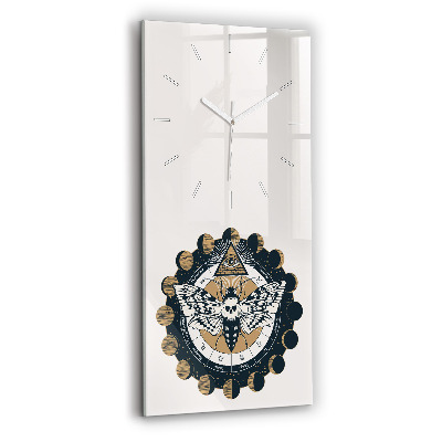 Hodiny na skle vertikální Fáze měsíce a oko