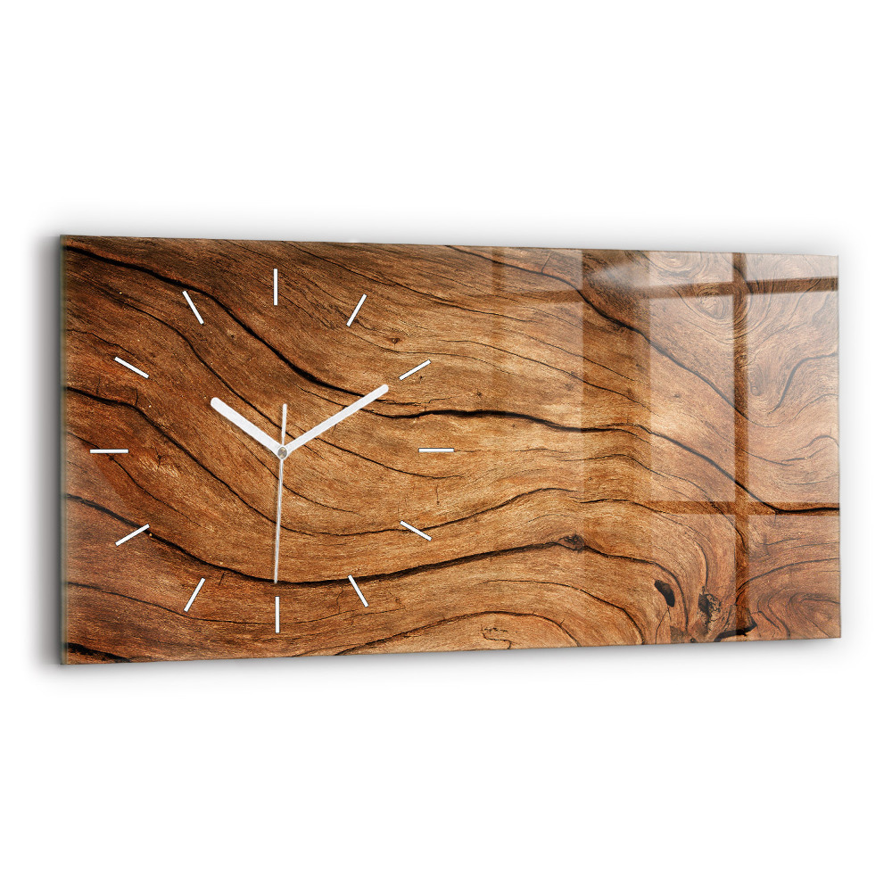 Nástěnné hodiny skleněné horizontální Staré dřevo