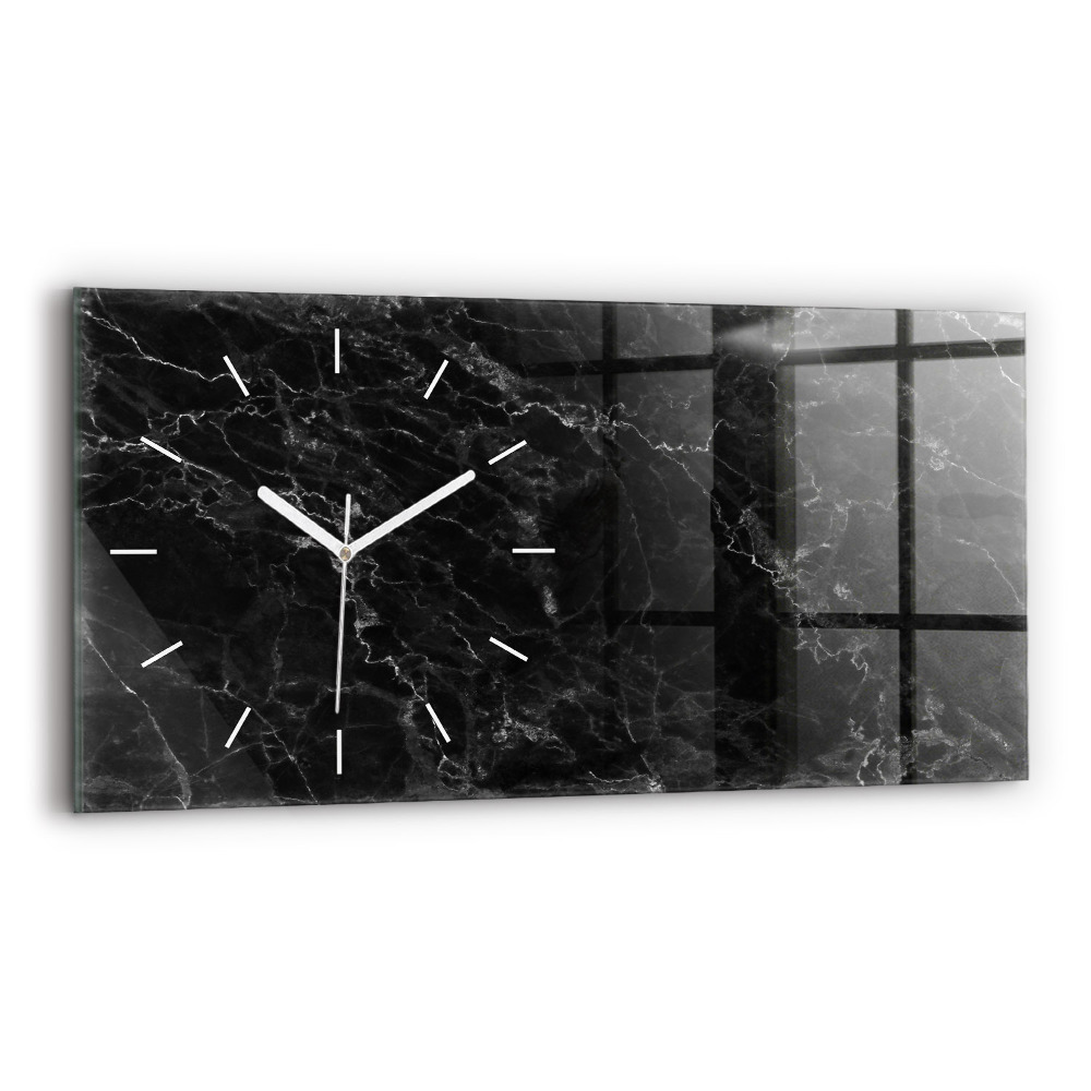 Skleněné hodiny horizontální Tmavý mramor