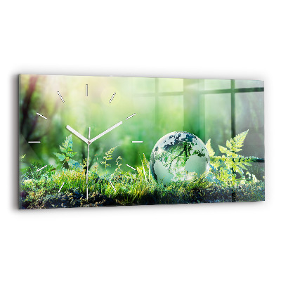 Skleněné hodiny na zed horizontální Zeměkoule