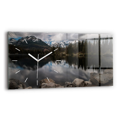 Skleněné hodiny na stěnu horizontální Vysoké Tatry na Slovensku