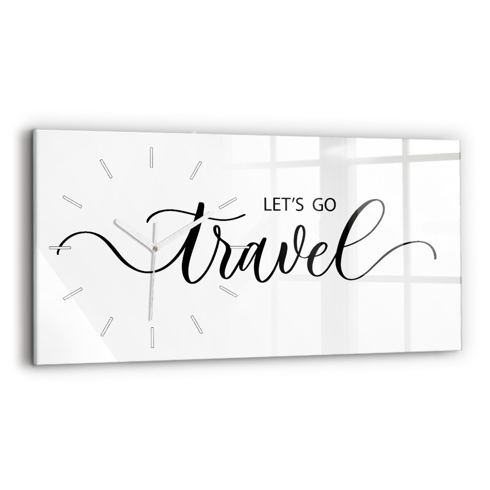 Hodiny na skle horizontální Cestovní nápis