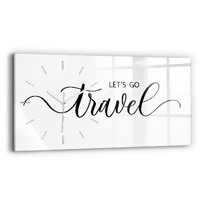 Hodiny na skle horizontální Cestovní nápis