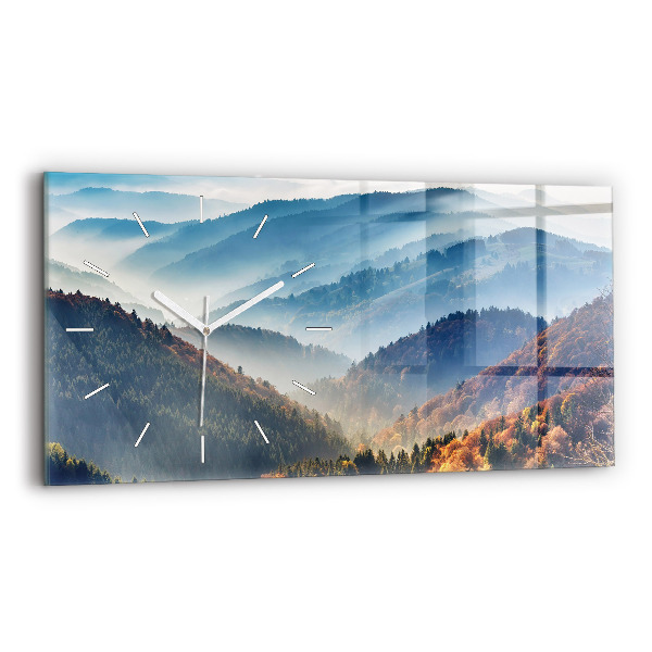 Skleněné hodiny na stěnu horizontální Horská krajina