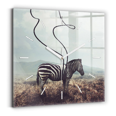 Skleněné nástěnné hodiny Zebra - abstrakce