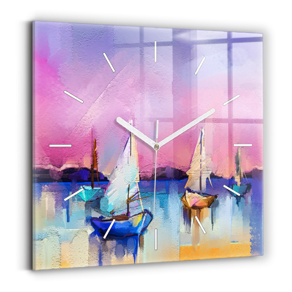 Skleněné nástěnné hodiny Mořská krajina