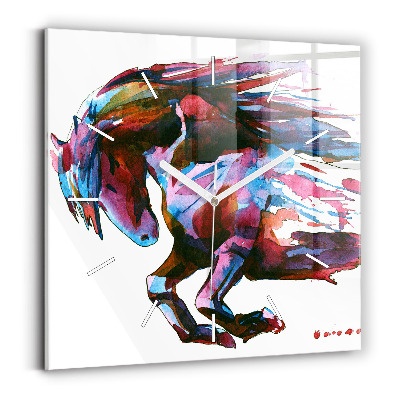 Skleněné hodiny Kůň v běhu