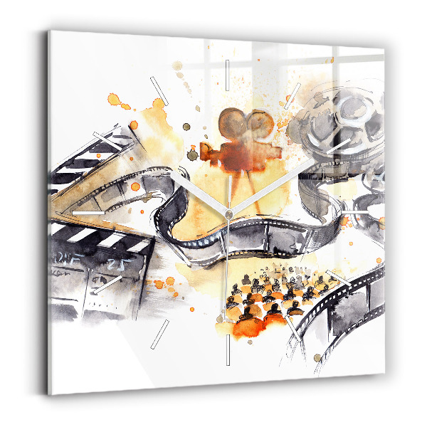 Skleněné nástěnné hodiny Filmová kamera