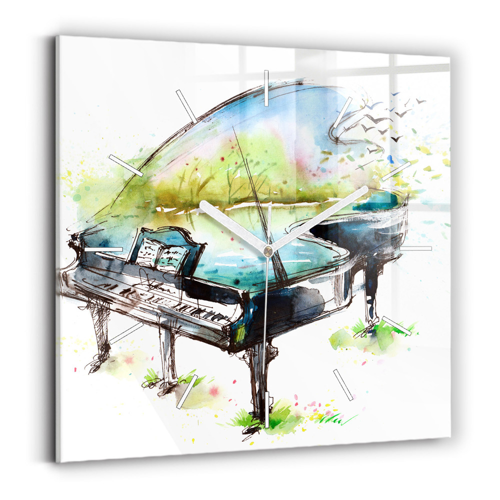 Skleněné nástěnné hodiny Ilustrace 4 ročních období