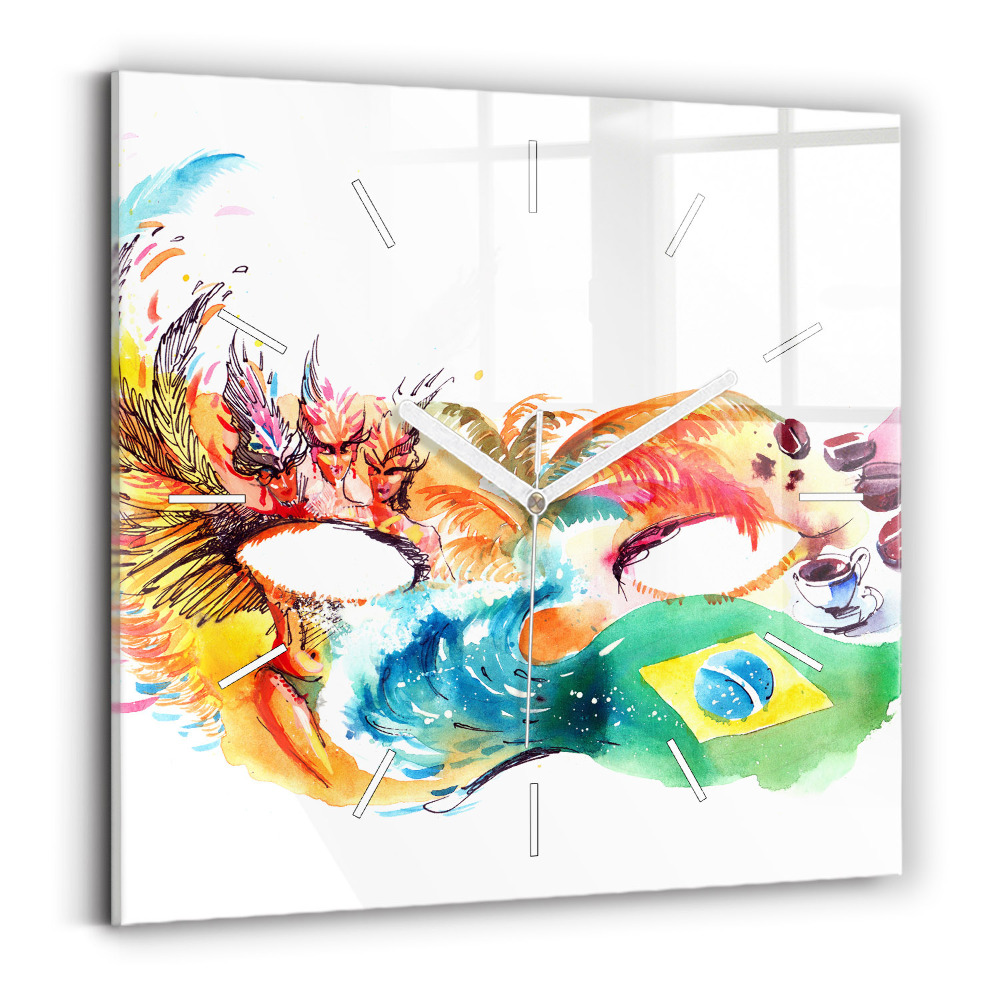 Skleněné nástěnné hodiny Kultura - Vlajka Brazílie