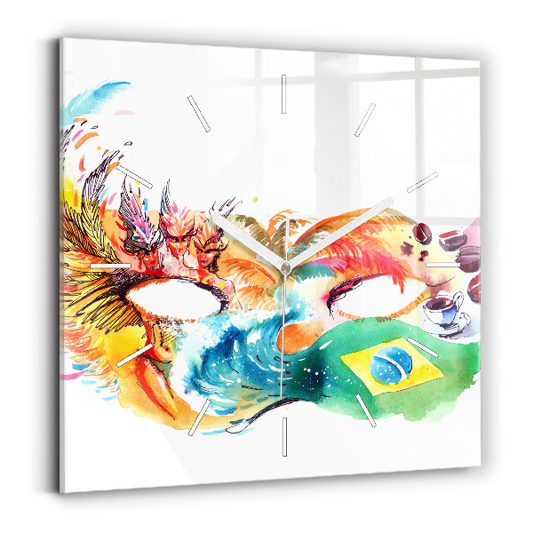 Skleněné nástěnné hodiny Kultura - Vlajka Brazílie