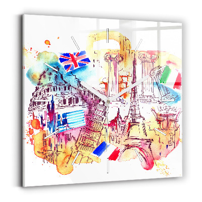 Skleněné nástěnné hodiny Atraktivní země světa