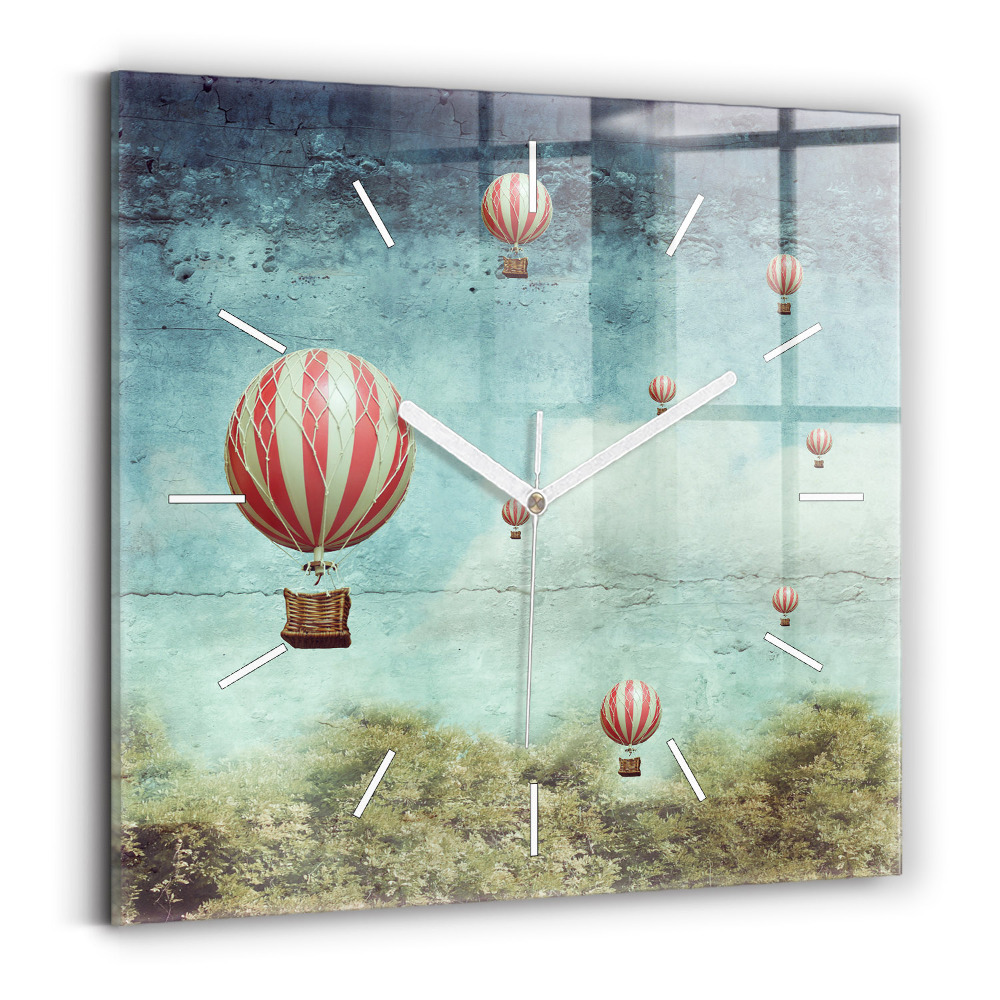 Skleněné hodiny na stěnu Malované balóny