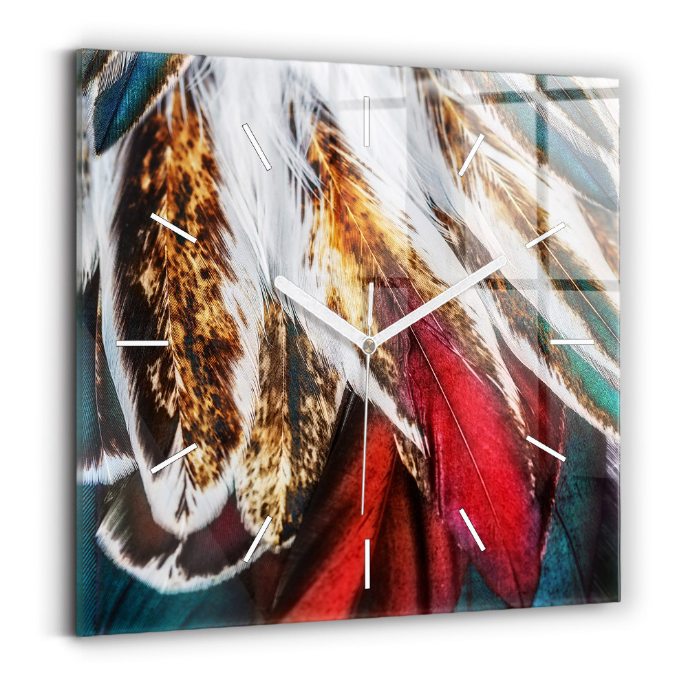 Skleněné hodiny Světle hnědé ptačí peří