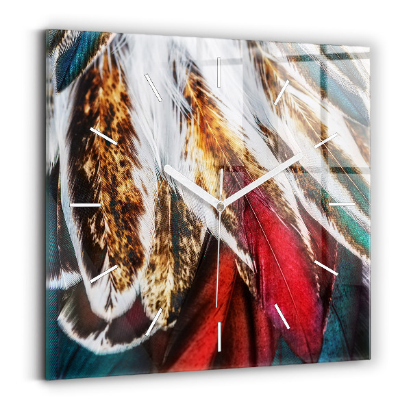 Skleněné hodiny Světle hnědé ptačí peří