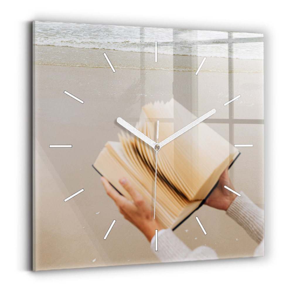 Skleněné nástěnné hodiny Chvilka s knihou