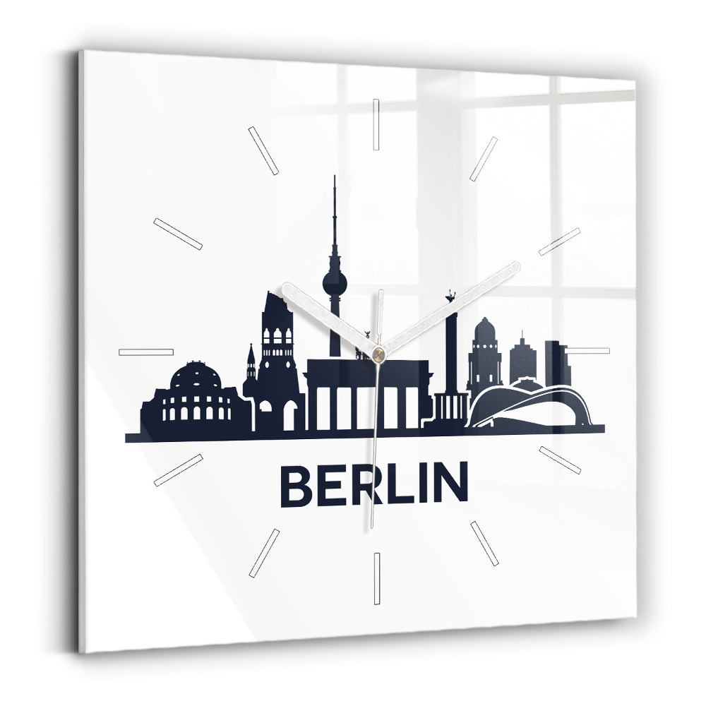 Skleněné hodiny na stěnu Ilustrace města Berlína