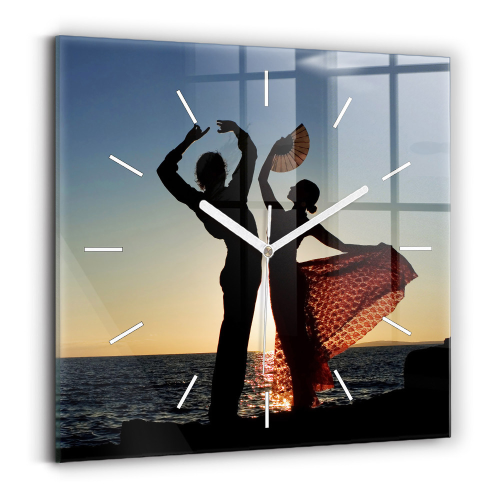 Skleněné hodiny Španělský tanec na moři