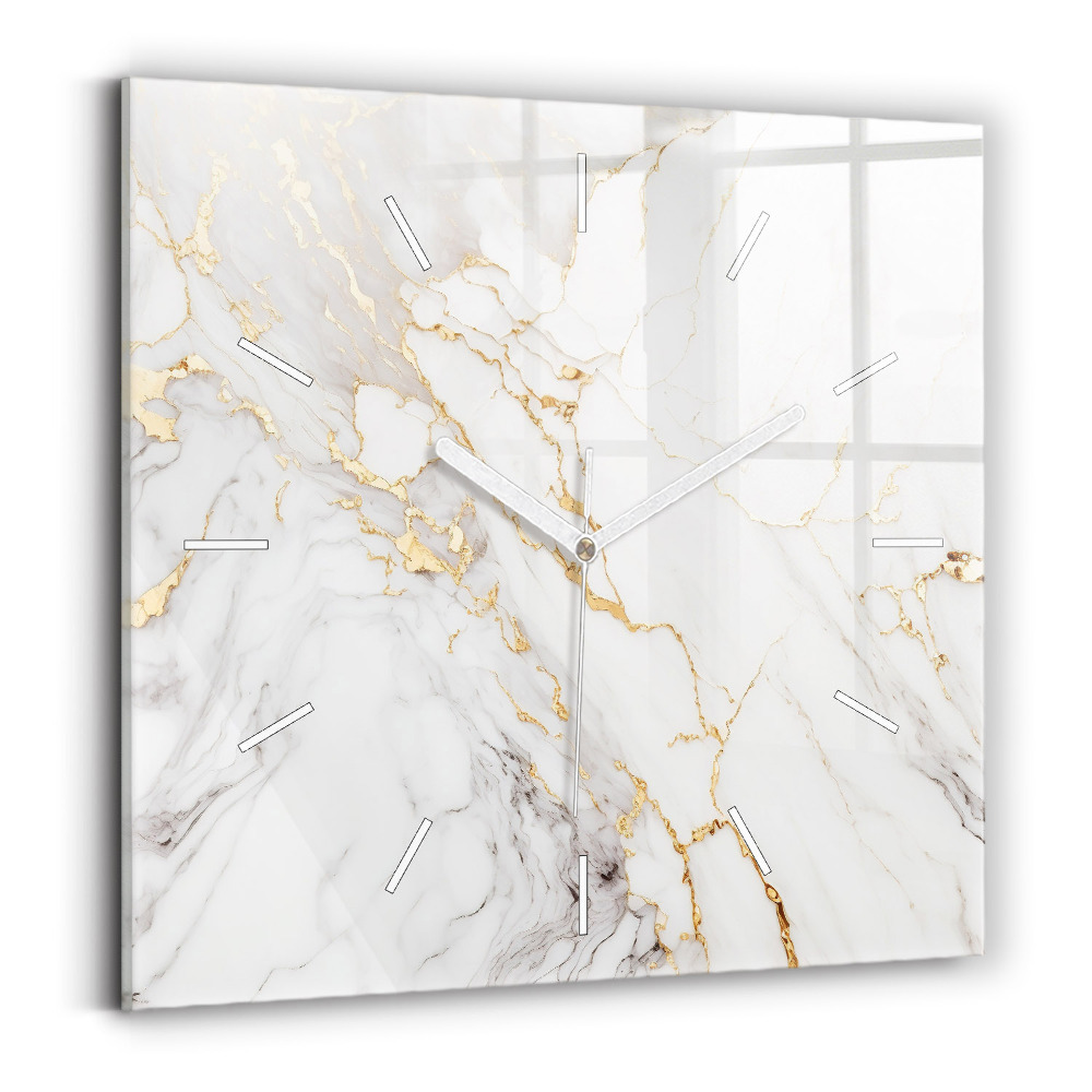 Skleněné hodiny na stěnu Dekorativní mramor