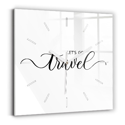Skleněné hodiny na stěnu Cestovní nápis