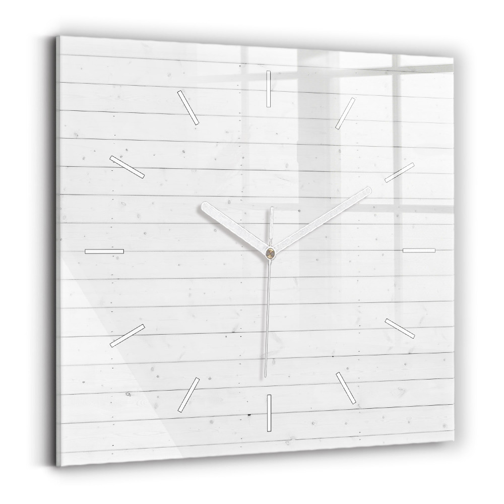 Skleněné hodiny na stěnu Vzor dřevěných panelů