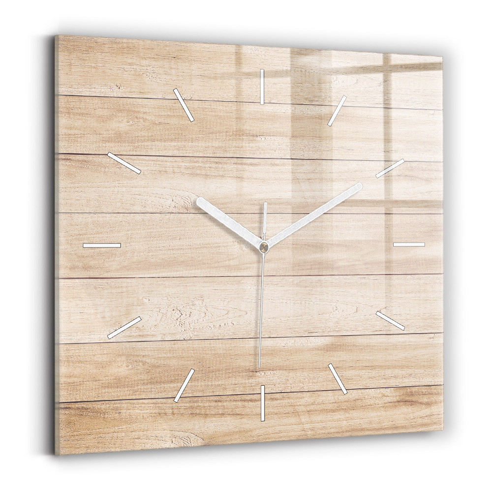 Skleněné nástěnné hodiny Dřevěná textura