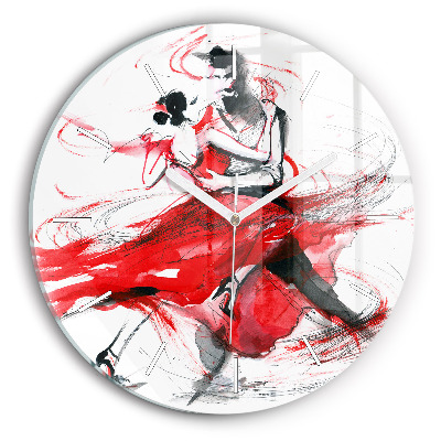 Hodiny na skle kulaté Tančící pár