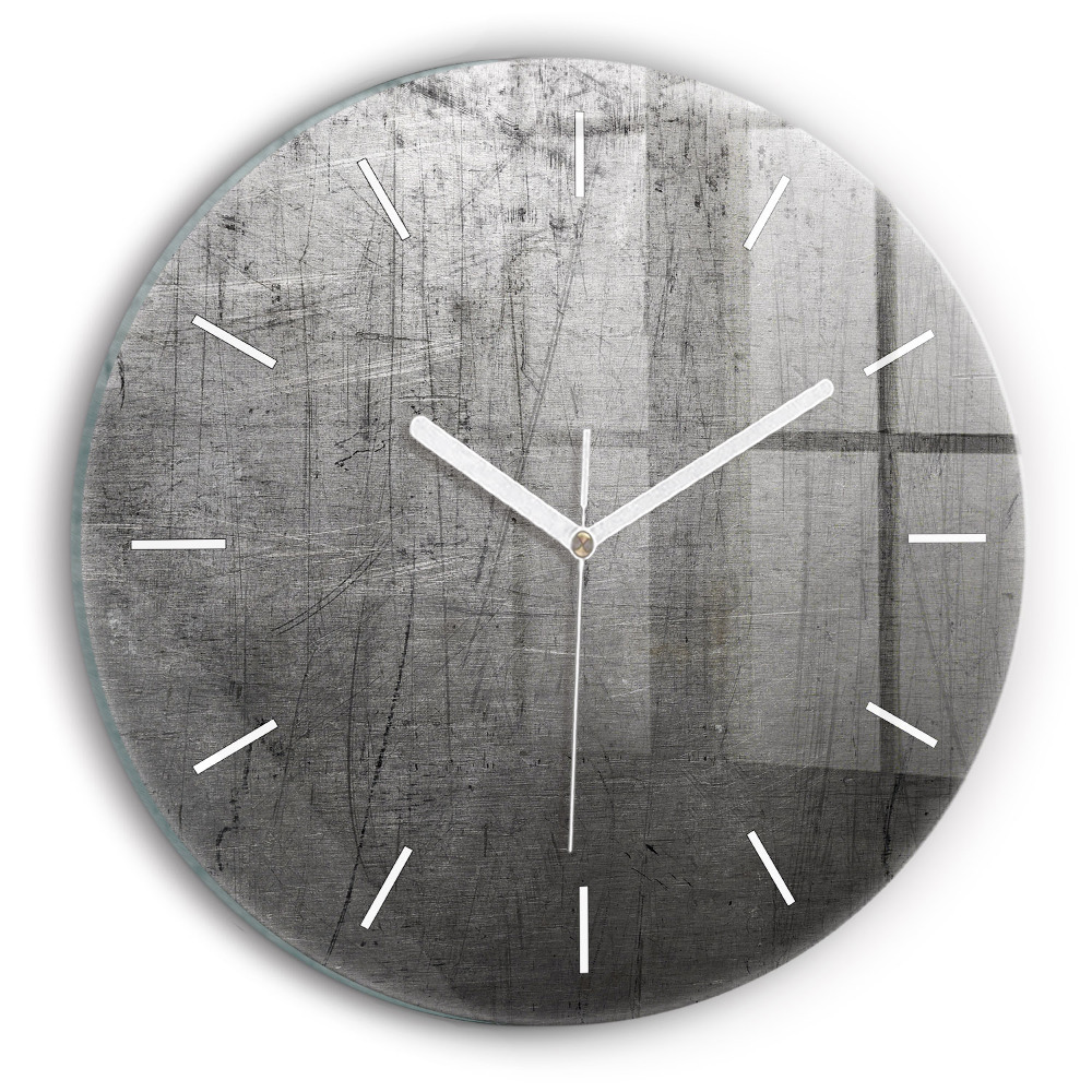 Skleněné hodiny nástěnné kulaté Kovová zeď