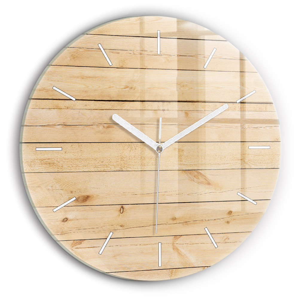 Skleněné hodiny kulaté Dřevěná prkna