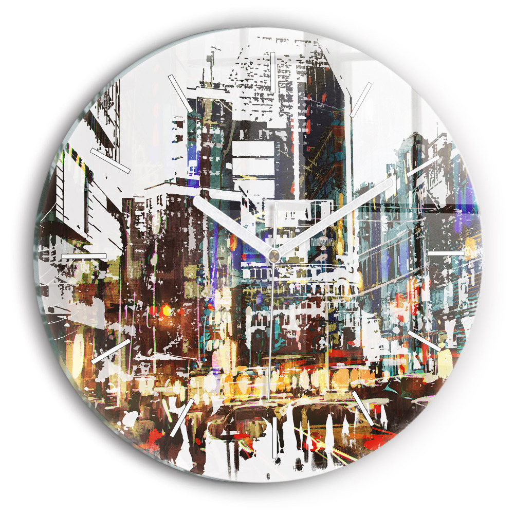 Hodiny na skle kulaté New York