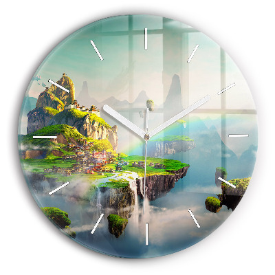 Skleněné hodiny nástěnné kulaté Čínská fantazie