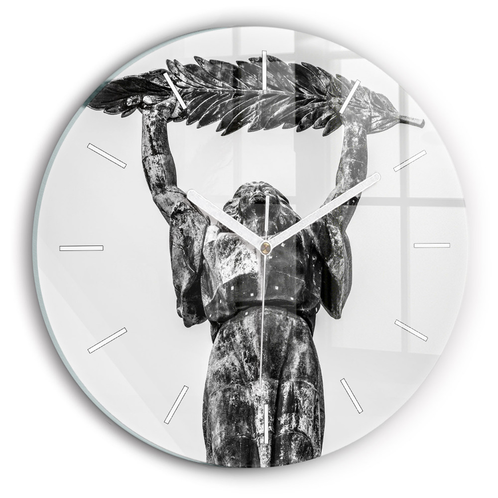 Nástěnné hodiny skleněné kulaté Socha Svobody v Budapešti