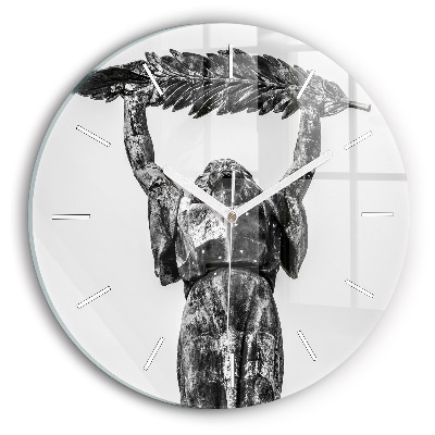 Nástěnné hodiny skleněné kulaté Socha Svobody v Budapešti