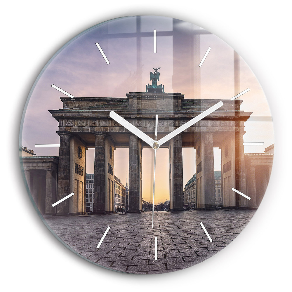 Skleněné hodiny nástěnné kulaté Braniborská brána