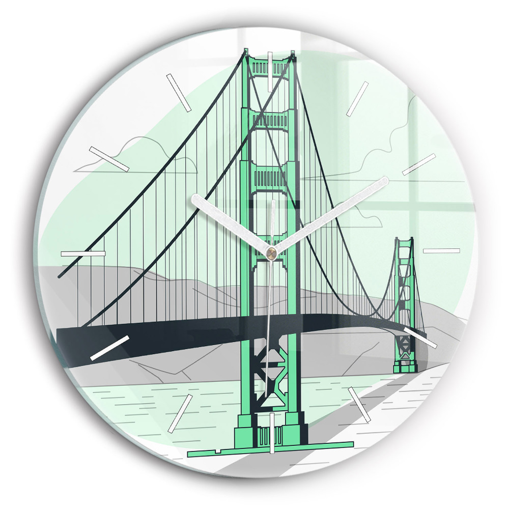 Skleněné hodiny kulaté Zelený most