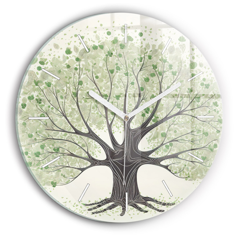Skleněné hodiny s fotkou kulaté Velký strom příroda