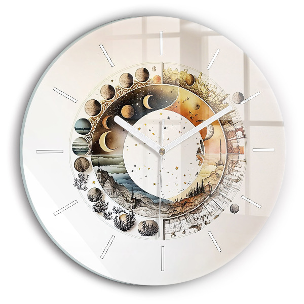 Nástěnné hodiny skleněné kulaté Hodiny astronomie