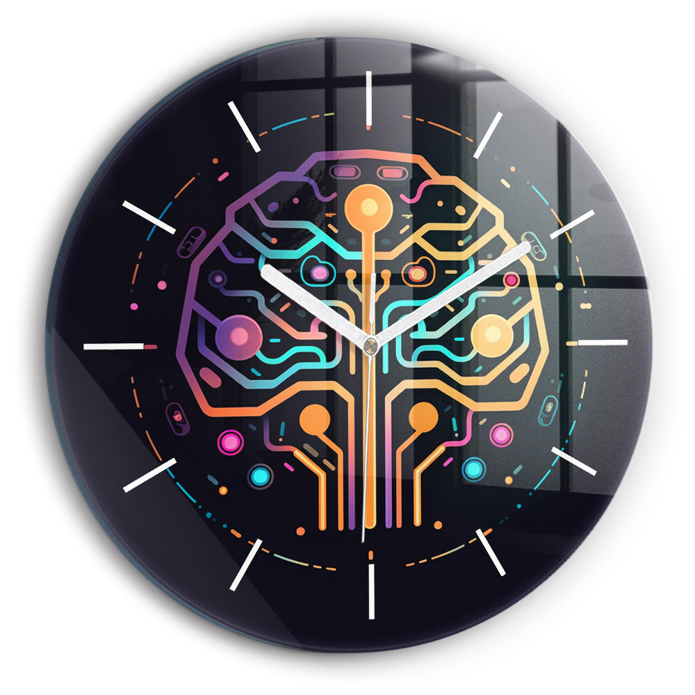 Skleněné hodiny nástěnné kulaté Barevná abstrakce