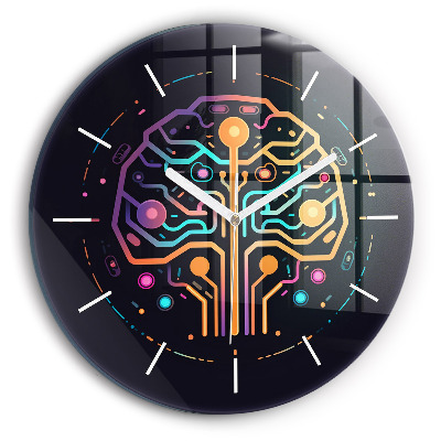 Skleněné hodiny nástěnné kulaté Barevná abstrakce