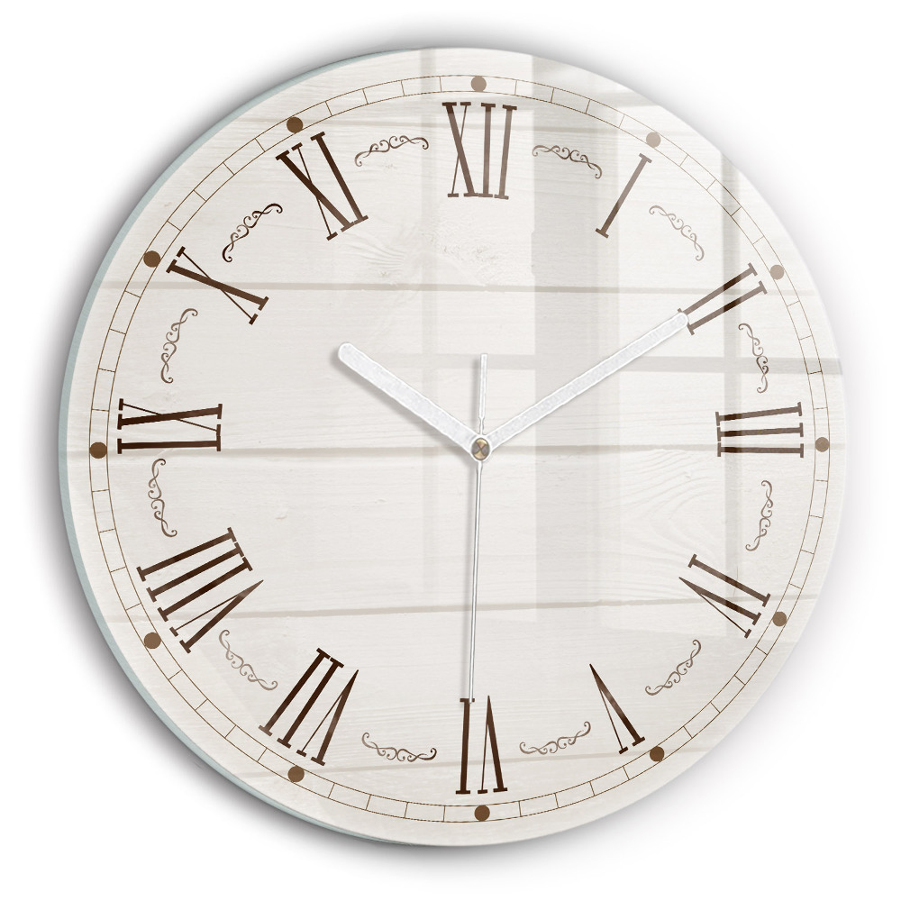 Skleněné hodiny na zed kulaté Římské číslice