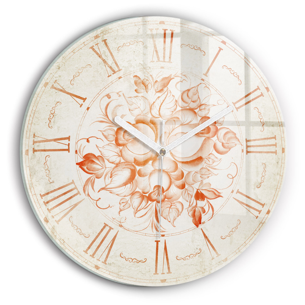 Skleněné hodiny kulaté Římský motiv