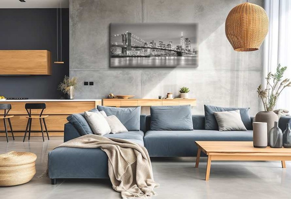 moderní obývací pokoj s kuchyní