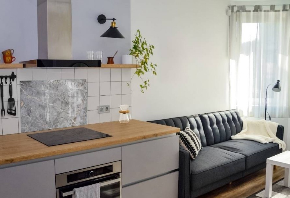 moderní obývací pokoj s kuchyní